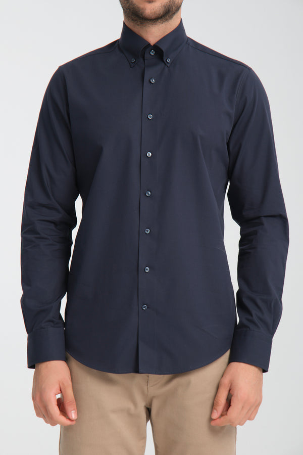 Camisa Hombre Cesare Essential Popelin Azul Sin plancha