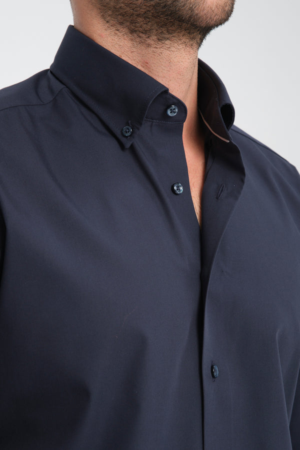 Camicia Uomo Cesare Essential Popelin Blu No Stiro