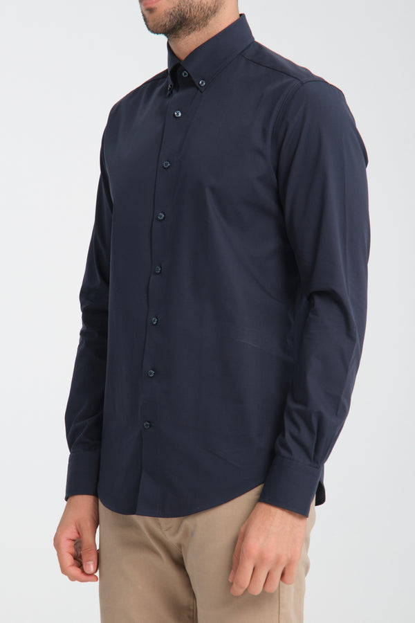 Camicia Uomo Cesare Essential Popelin Blu No Stiro