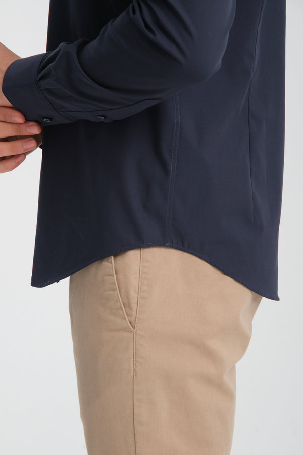 Camisa Hombre Cesare Essential Popelin Azul Sin plancha