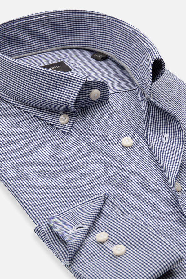 Camicia Uomo Cesare Essential Popelin Blu Bianco No Stiro