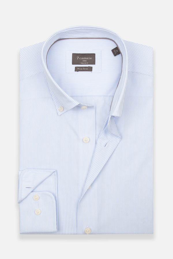 Cesare Essentials Poplin Man Shirt Light Blue White Non Iron