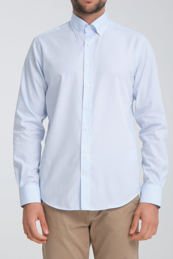 Cesare Essentials Poplin Man Shirt Light Blue White Non Iron