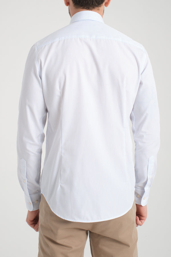 Camicia Uomo Cesare Essential Twill Bianco Blu No Stiro