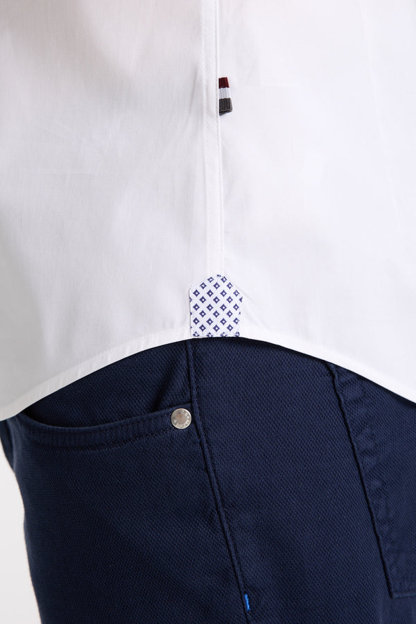 Camisa Hombre Manga corta Iconic Popelin Stretch Blanco