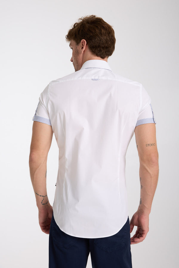 Camisa Hombre Manga corta Iconic Popelin Stretch Blanco