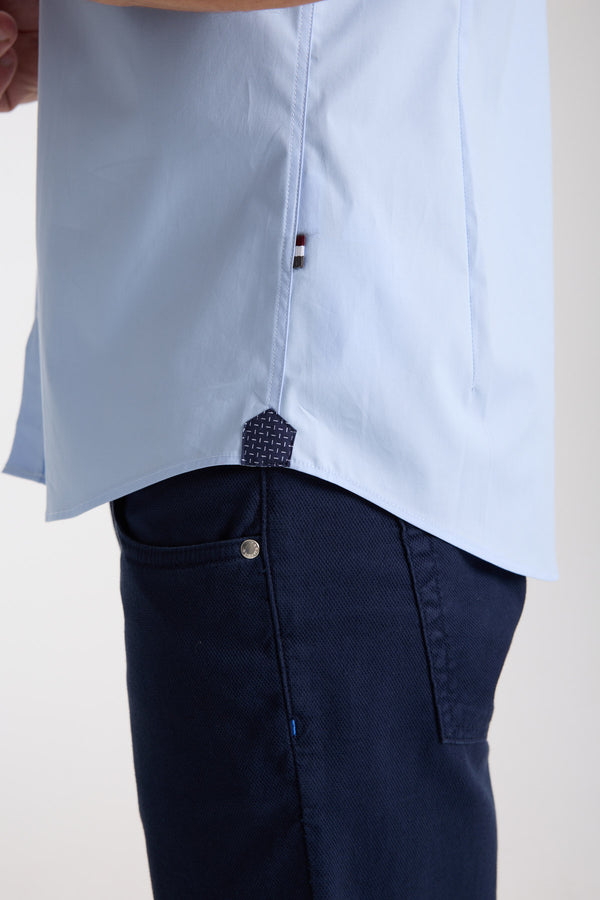 Camicia Uomo Manica Corta Iconic Popelin Stretch Celeste