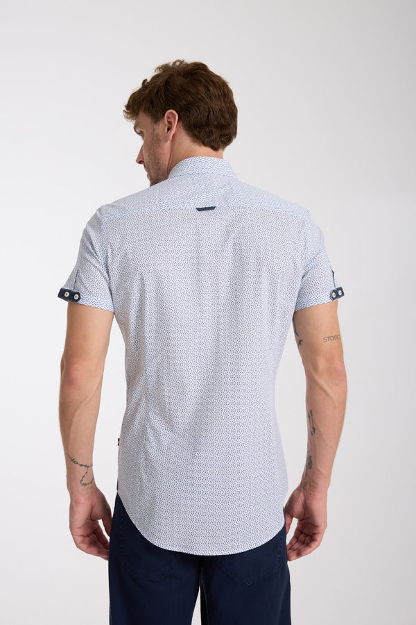 Camicia Uomo Manica Corta Iconic Popelin Stretch Celeste