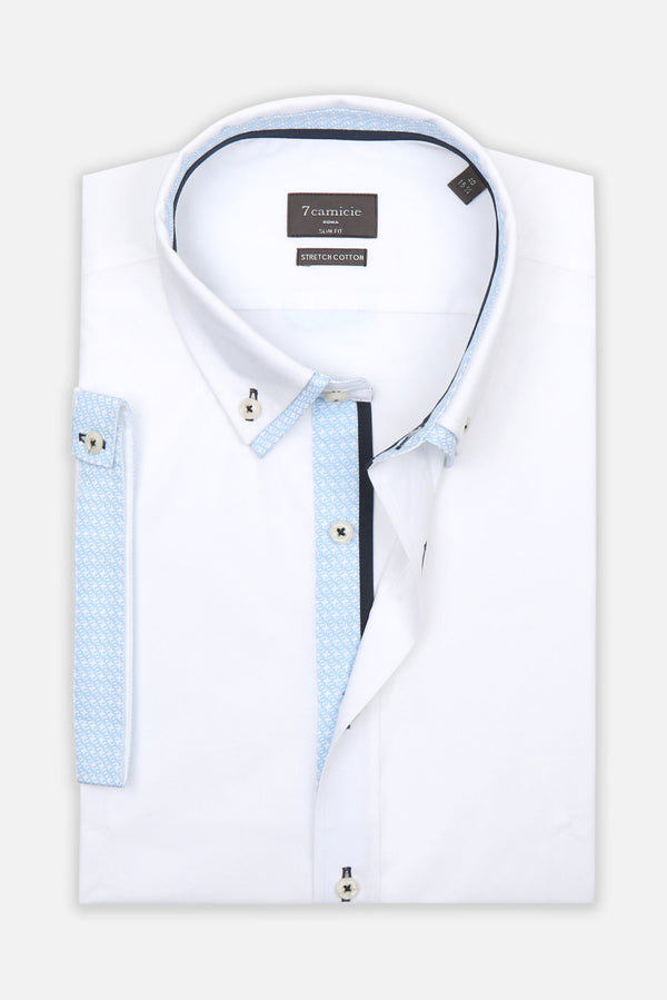 Camisa Hombre Manga corta Iconic Popelin Stretch Blanco