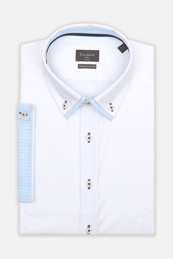 Camisa Hombre Manga corta Iconic Popelin Stretch Blanco