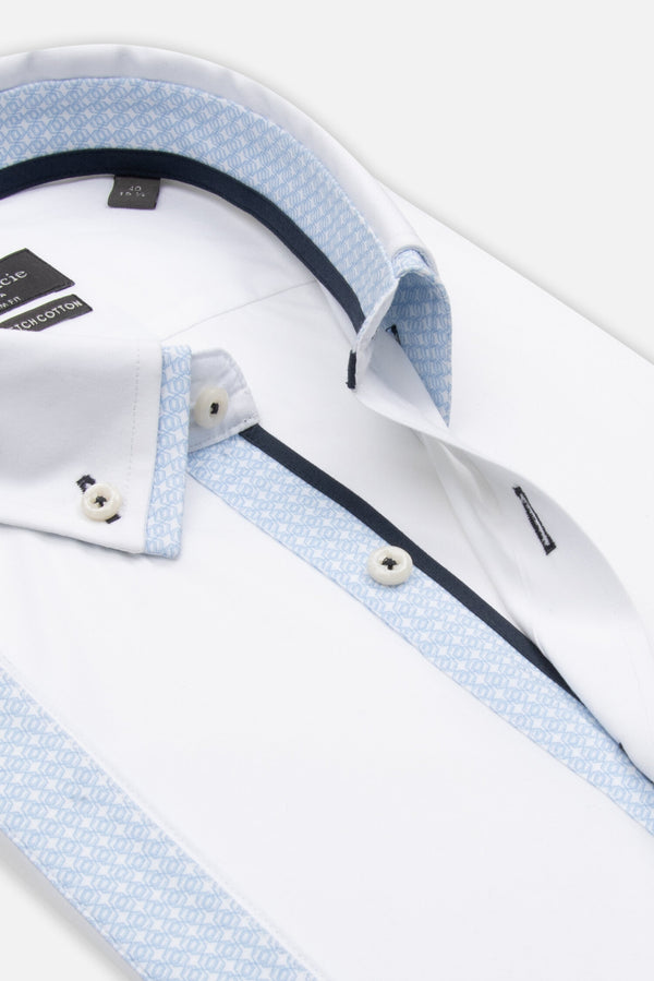 Camisa Hombre Manga corta Iconic Popelin Stretch Blanco