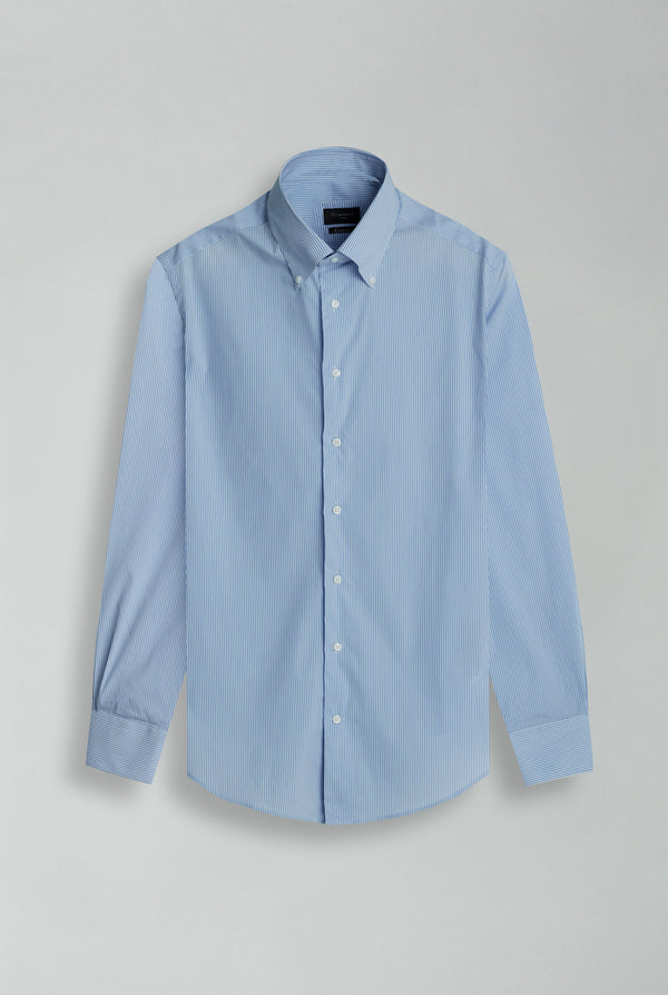 Premium Cotton Man Shirt Light Blue White
