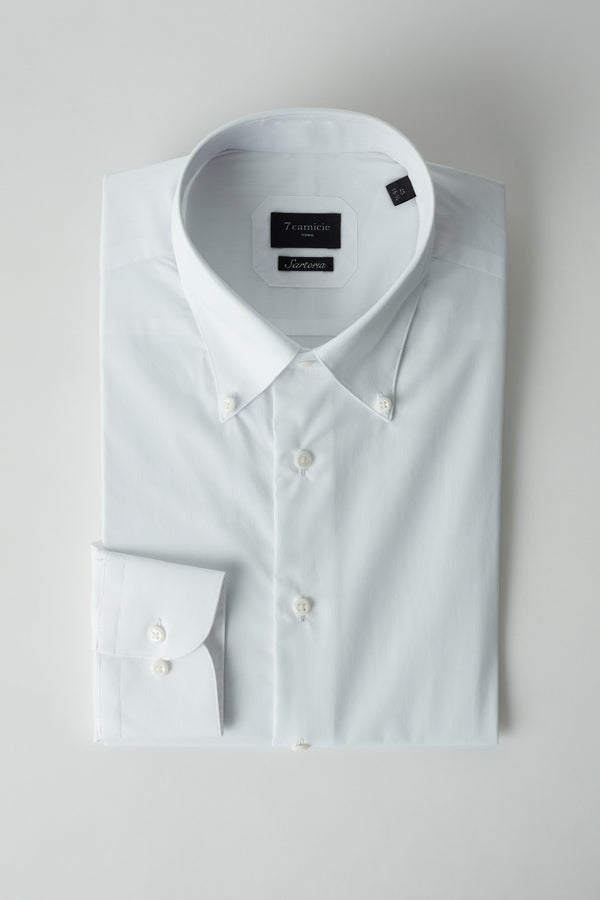 Camicia Uomo Cotone Premium Popelin Stretch Bianco