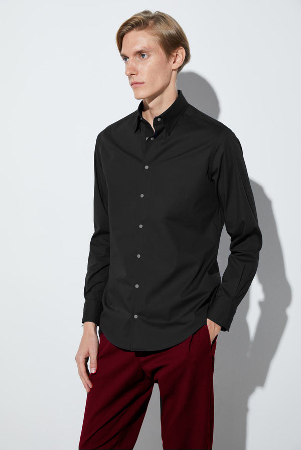 Camisa Hombre Claudio Sport Popelin Stretch Negro