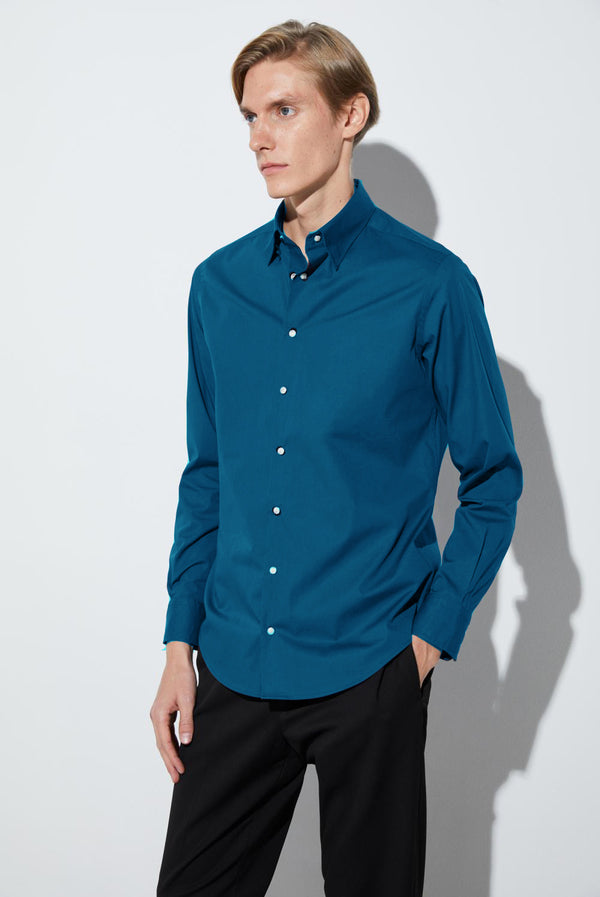 Camicia Uomo Claudio Sport Popelin Stretch Verde