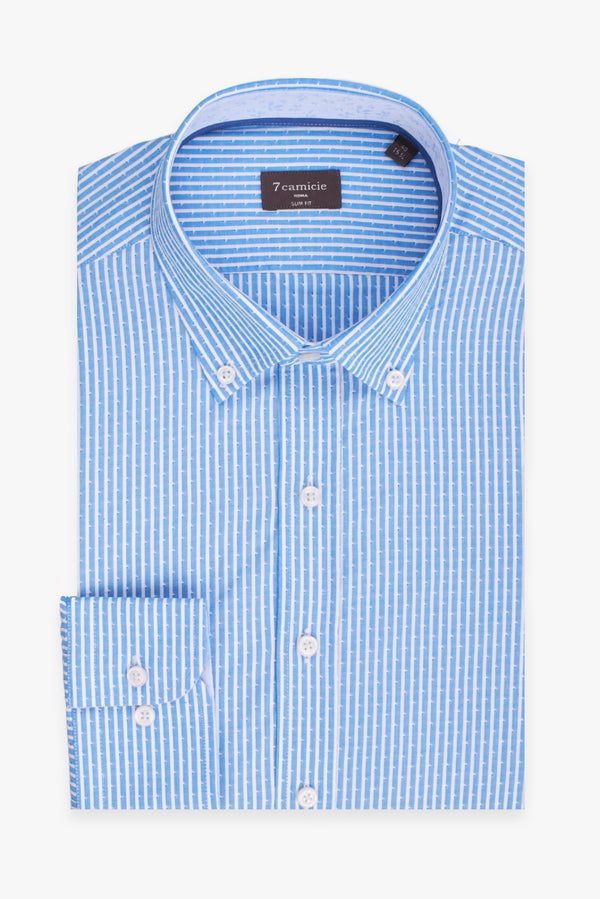 Leonardo Sport Jaquard Man Shirt Blue White