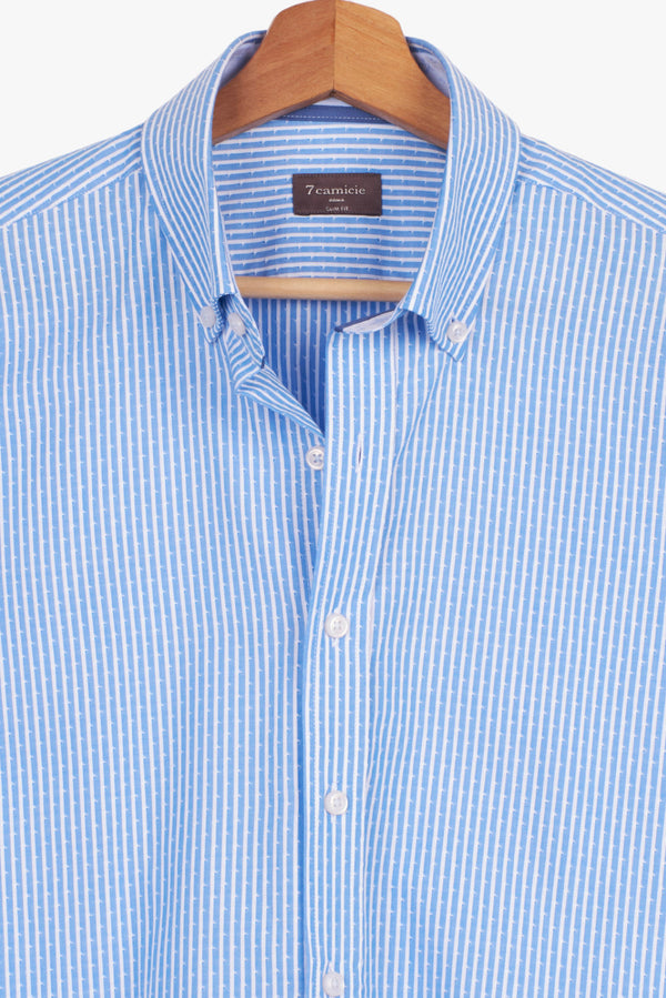 Camicia Uomo Leonardo Sport Jacquard Blu Bianco