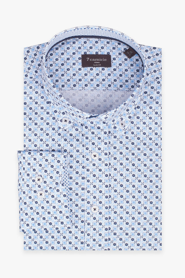 Camicia Uomo Leonardo Sport Popelin Bianco Celeste