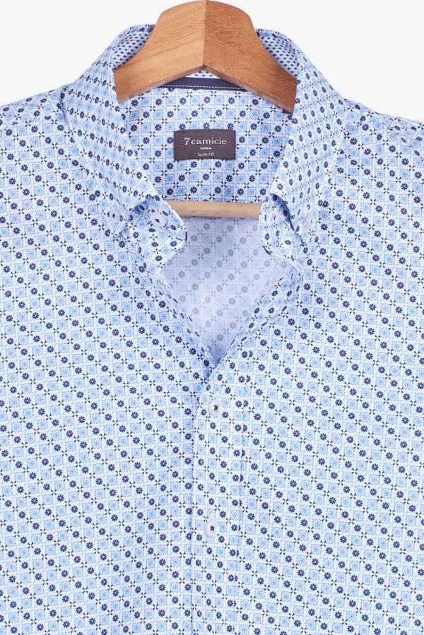 Leonardo Sport Poplin Man Shirt White Light Blue