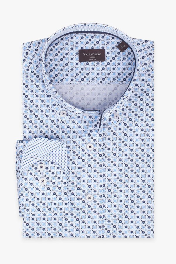 Leonardo Sport Poplin Man Shirt White Light Blue