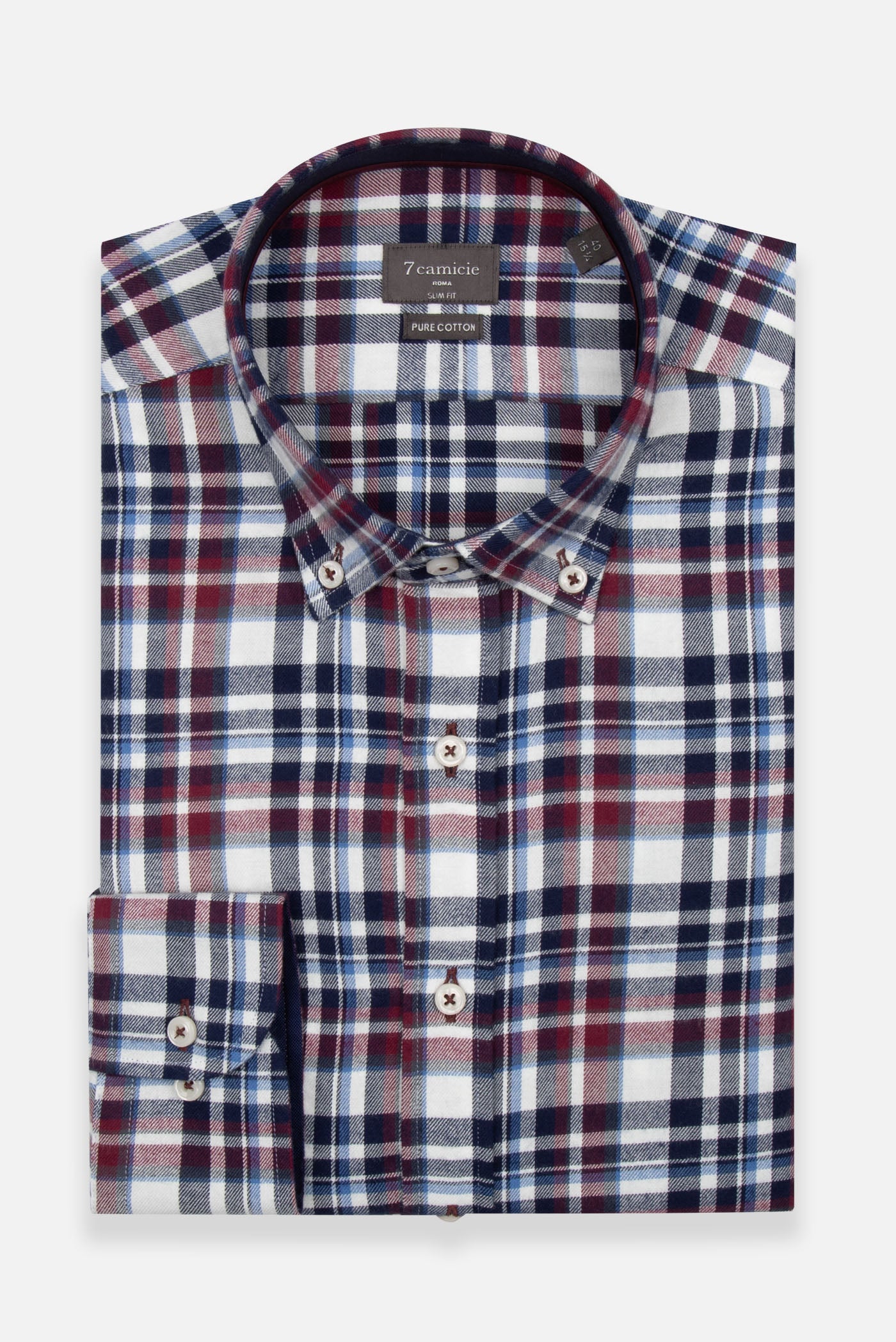 Camicia Casual Uomo In Flanella Scozzese – Blu E Bianca, Misto Cotone, Taglie USA (M)