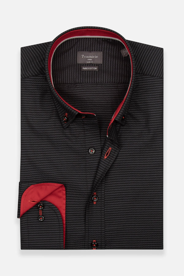 Camicia Uomo Leonardo Sport Jacquard Nero Nero