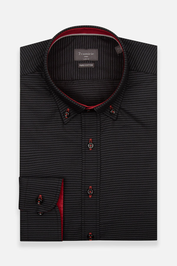 Camicia Uomo Leonardo Sport Jacquard Nero Nero