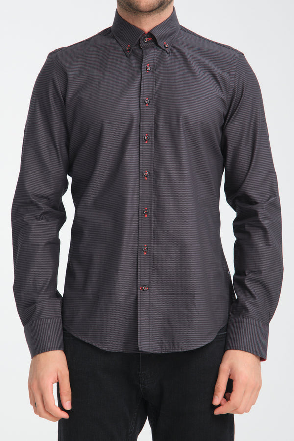 Camicia Uomo Leonardo Sport Jacquard Nero Nero