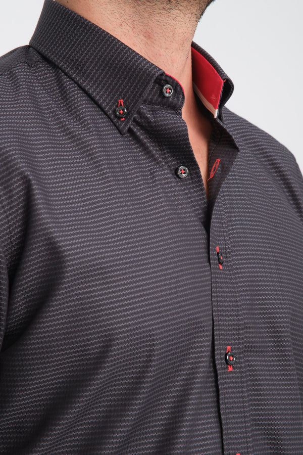 Camicia Uomo Leonardo Sport Jacquard Nero Nero