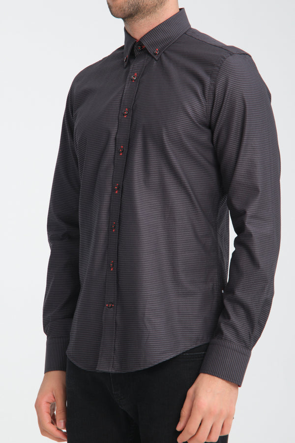 Camicia Uomo Leonardo Sport Jacquard Nero Nero