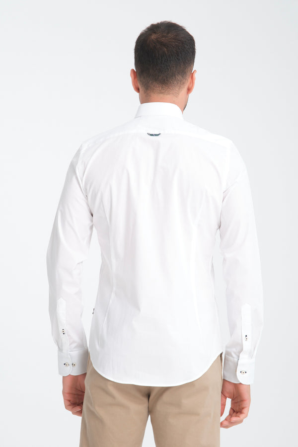 Camicia Uomo Leonardo Sport Popelin Stretch Bianco