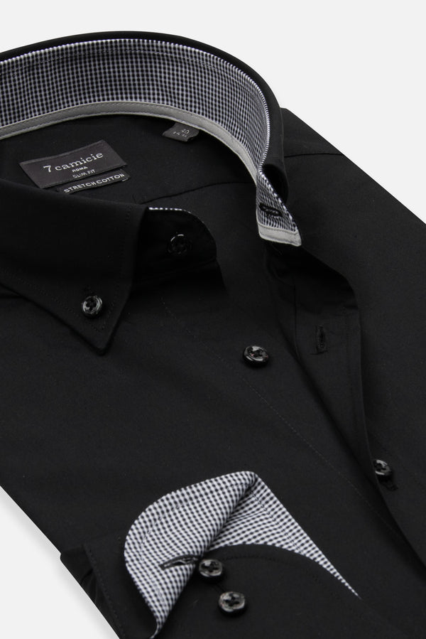 Camicia Uomo Leonardo Sport Popelin Stretch Nero