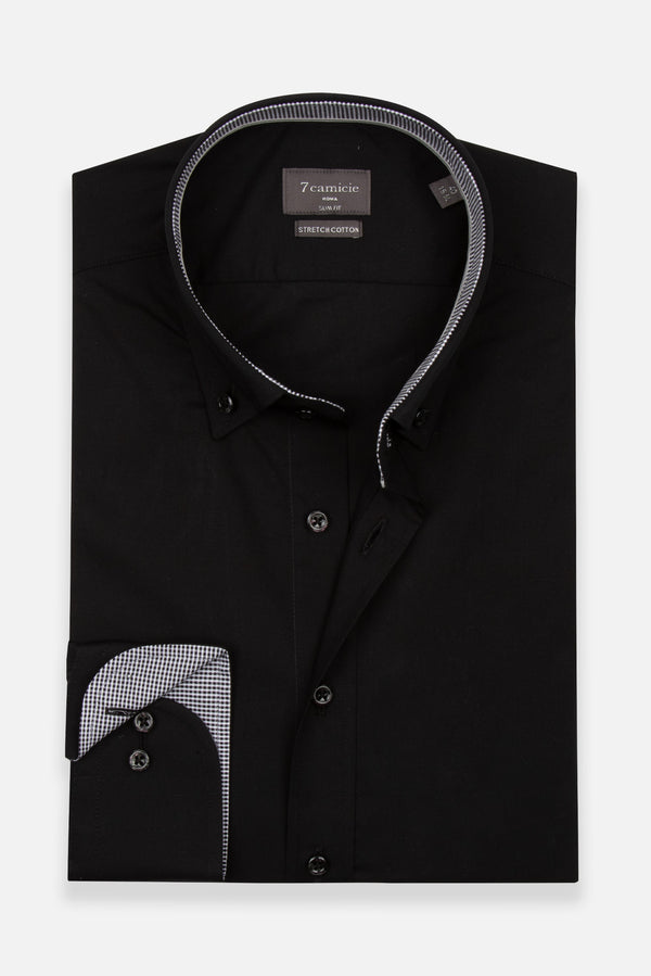 Camicia Uomo Leonardo Sport Popelin Stretch Nero