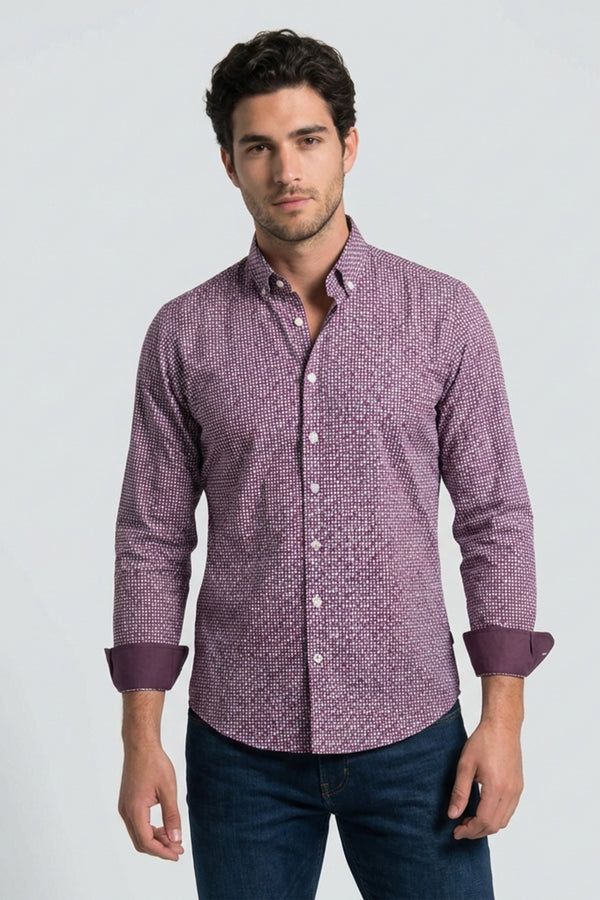 Camicia Uomo Leonardo Sport Popelin Stretch Viola Viola