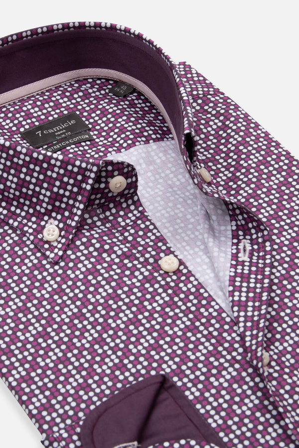 Camicia Uomo Leonardo Sport Popelin Stretch Viola Viola