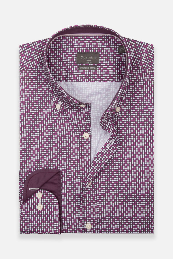 Camicia Uomo Leonardo Sport Popelin Stretch Viola Viola