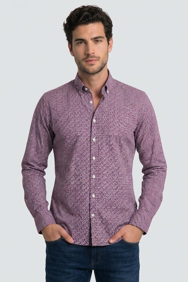 Camicia Uomo Leonardo Sport Popelin Stretch Viola Viola