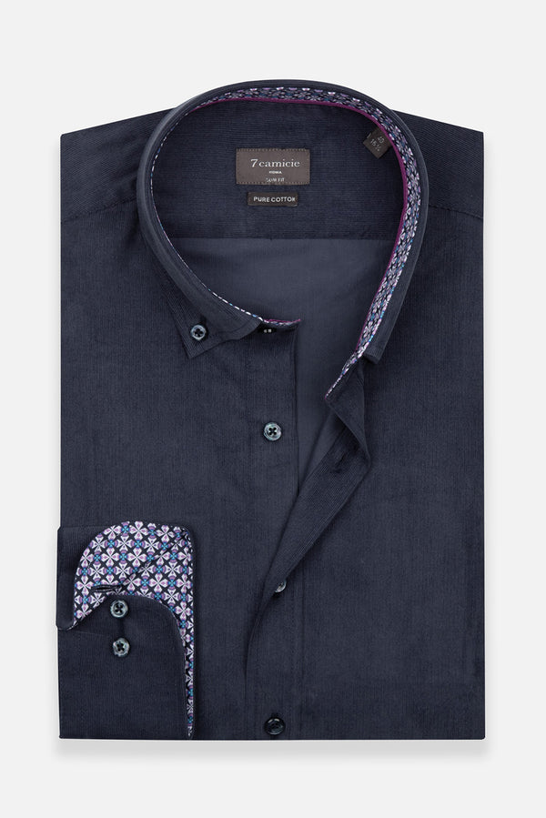 Camicia Uomo Leonardo Sport Velluto Blu