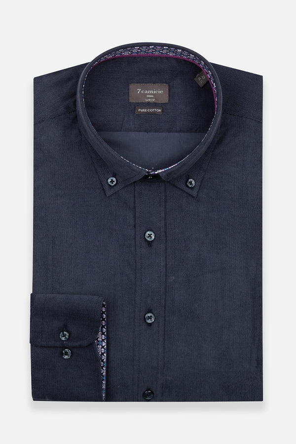 Camicia Uomo Leonardo Sport Velluto Blu