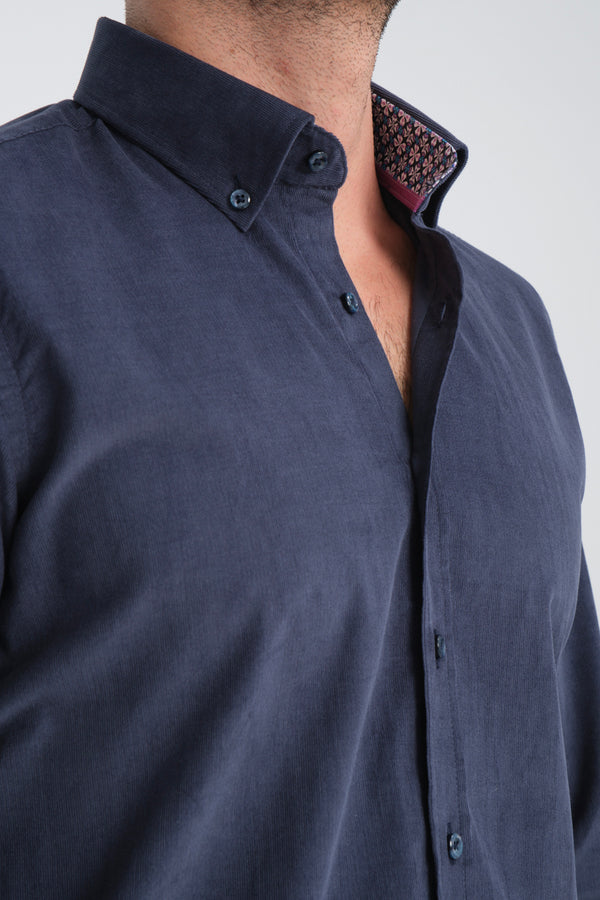 Camicia Uomo Leonardo Sport Velluto Blu