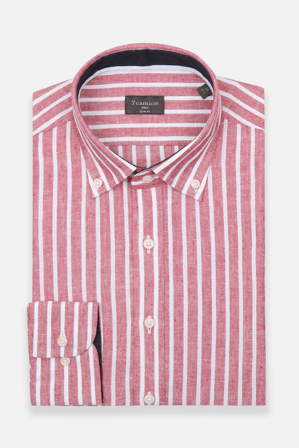 Leonardo Sport Linen Man Shirt Red White