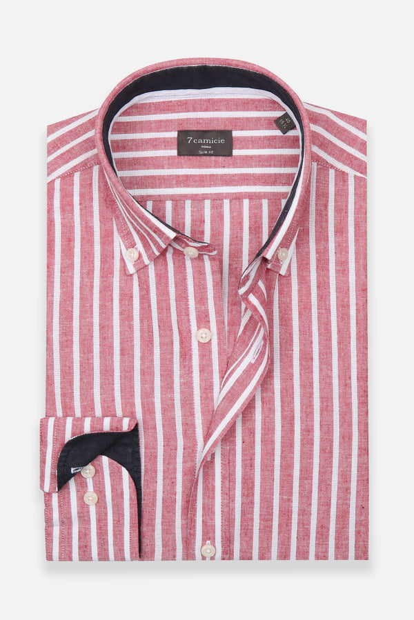 Leonardo Sport Linen Man Shirt Red White