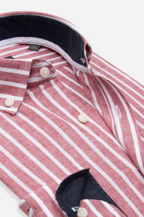 Leonardo Sport Linen Man Shirt Red White
