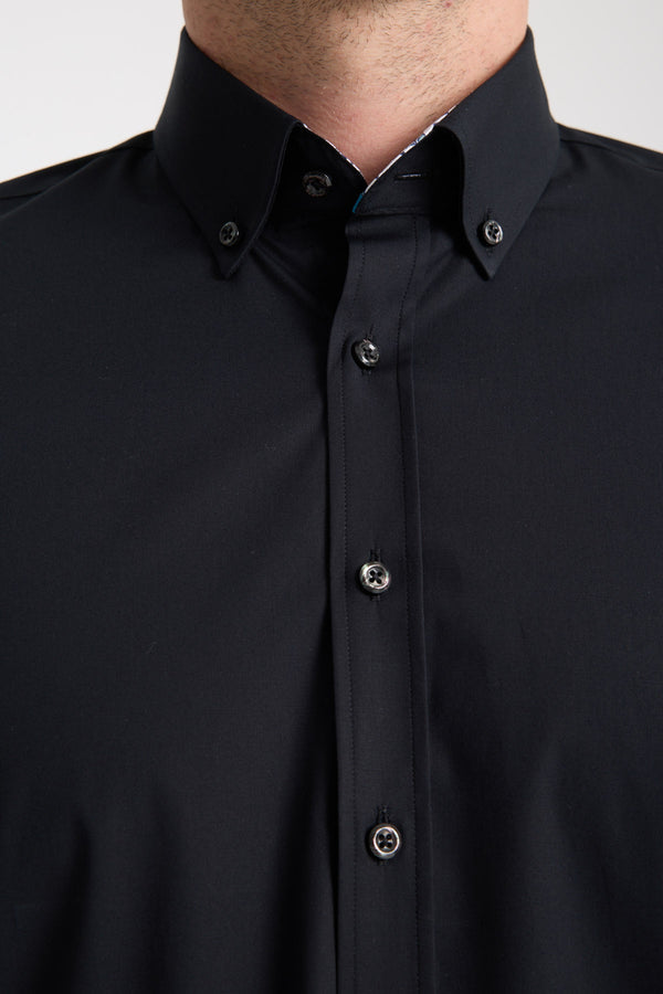 Camisa Hombre Leonardo Sport Popelin Stretch Negro