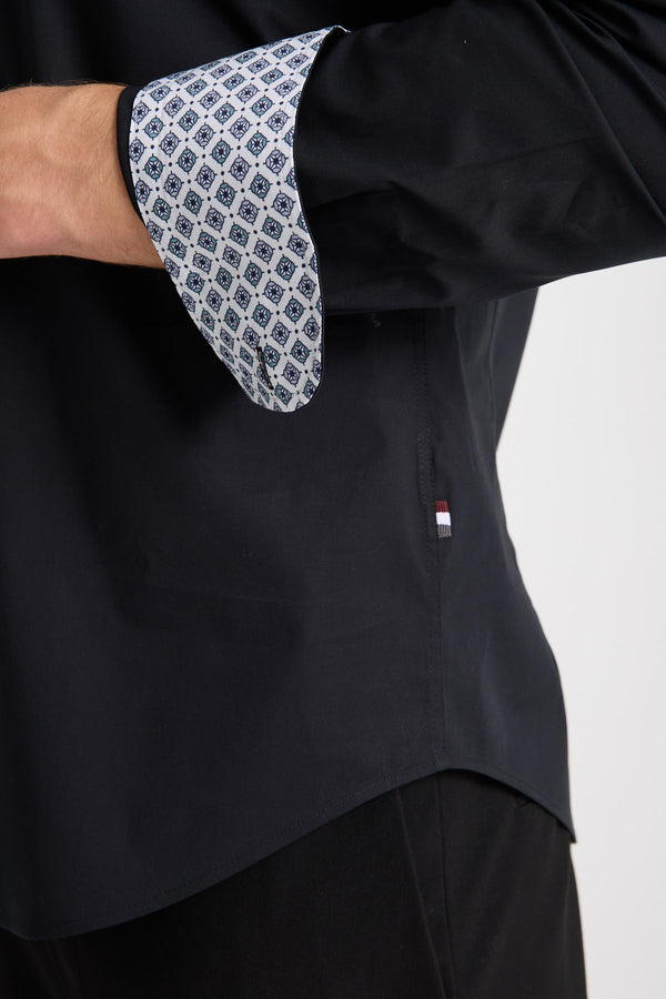 Camisa Hombre Leonardo Sport Popelin Stretch Negro