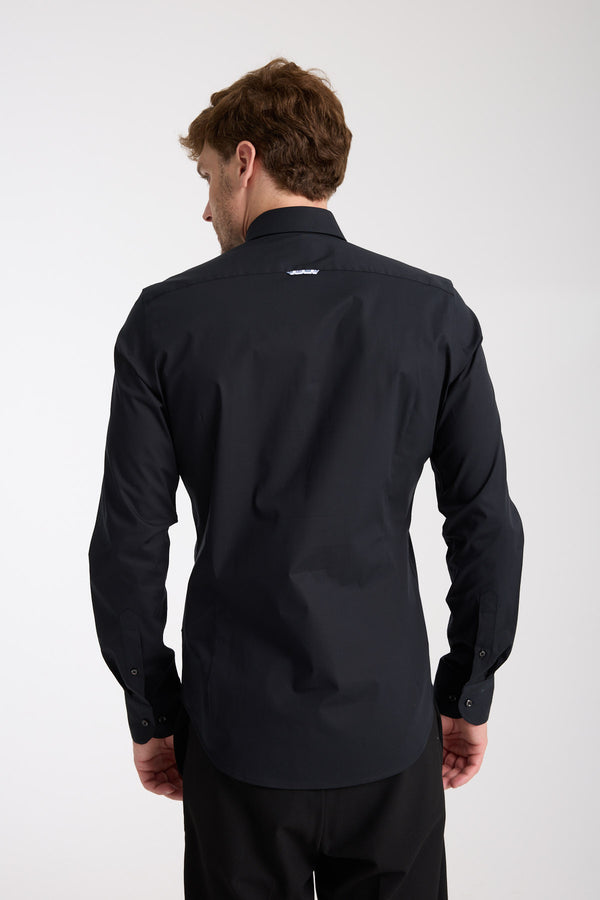 Camisa Hombre Leonardo Sport Popelin Stretch Negro