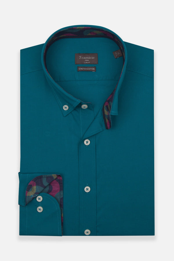 Camicia Uomo Leonardo Sport Popelin Stretch Verde