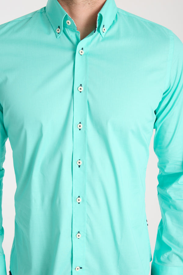 Camisa Hombre Leonardo Sport Popelin Stretch Verde