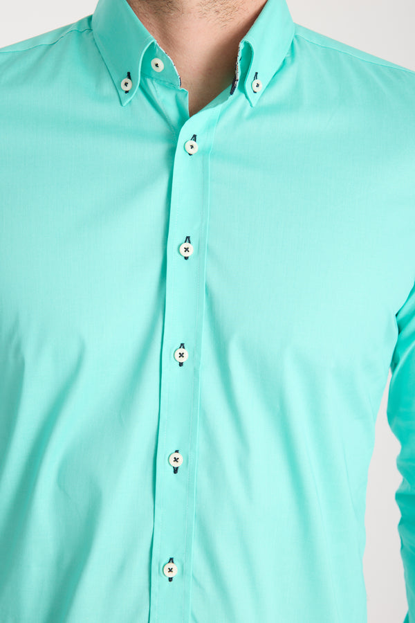Camisa Hombre Leonardo Sport Popelin Stretch Verde