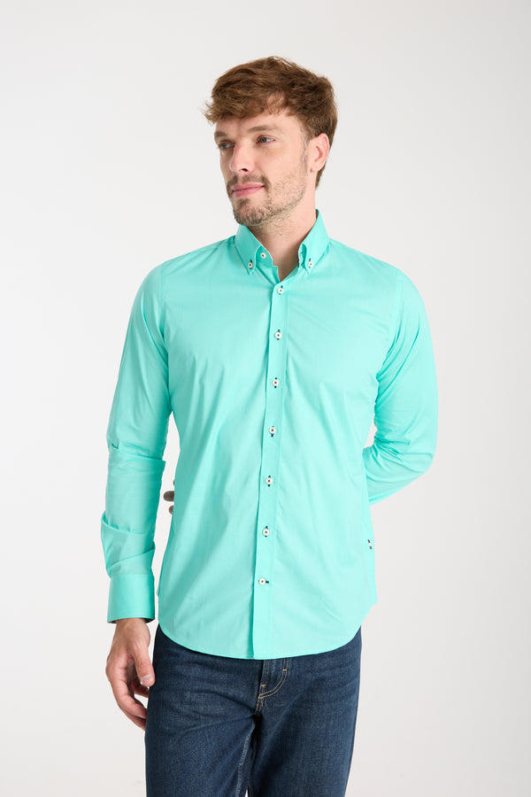 Camisa Hombre Leonardo Sport Popelin Stretch Verde